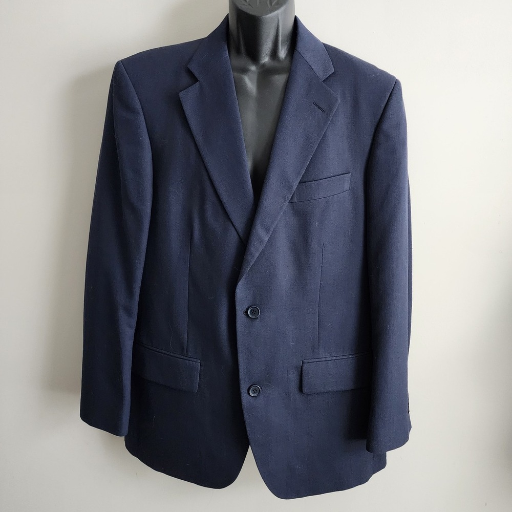 Tip Top Blazer Mens 42R Navy Blue Wool Blend‎ Grad Career Formal Event Prom Work